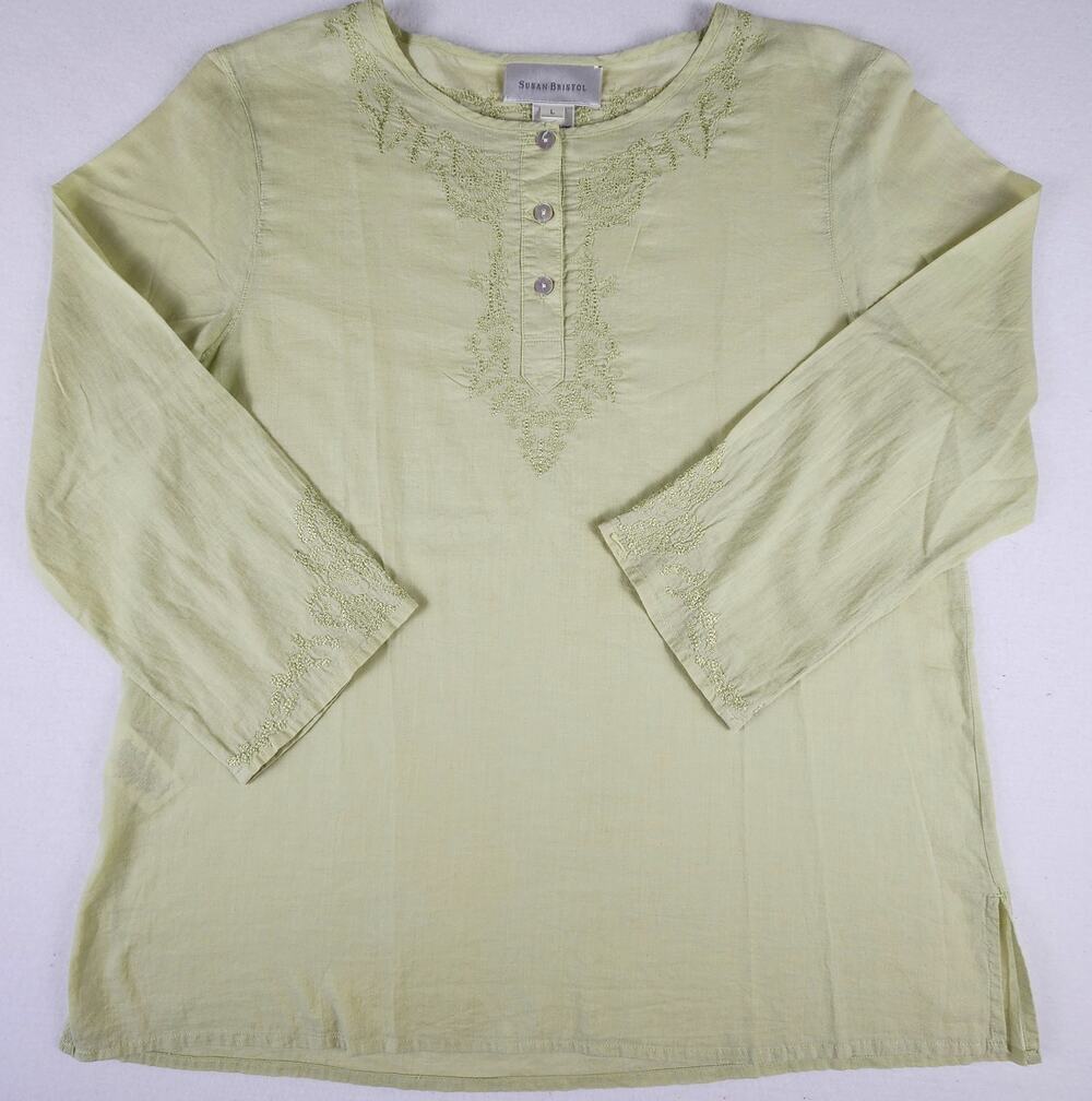 Vintage Dainty Susan Bristol Cotton Embroidered Blouse L